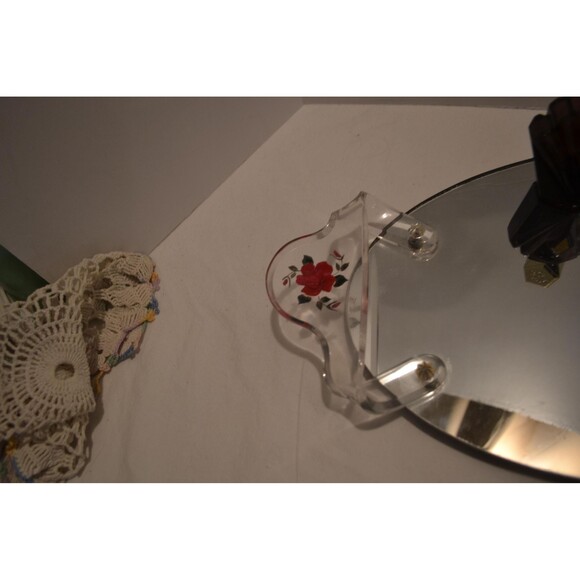 Vintage Glass Tray with Flowers Vanity Dresser - Picture 4 of 9